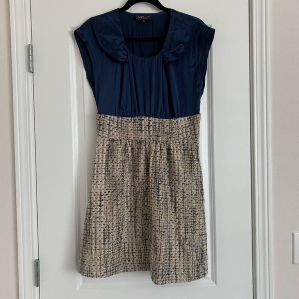 ABS silk and tweed wool mixed media dress